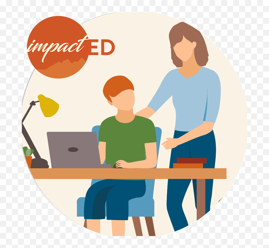 Impacted - Wsd Mama Enseñando A Su Hijo Dibujo Emoji,Virtual Learning Clipart