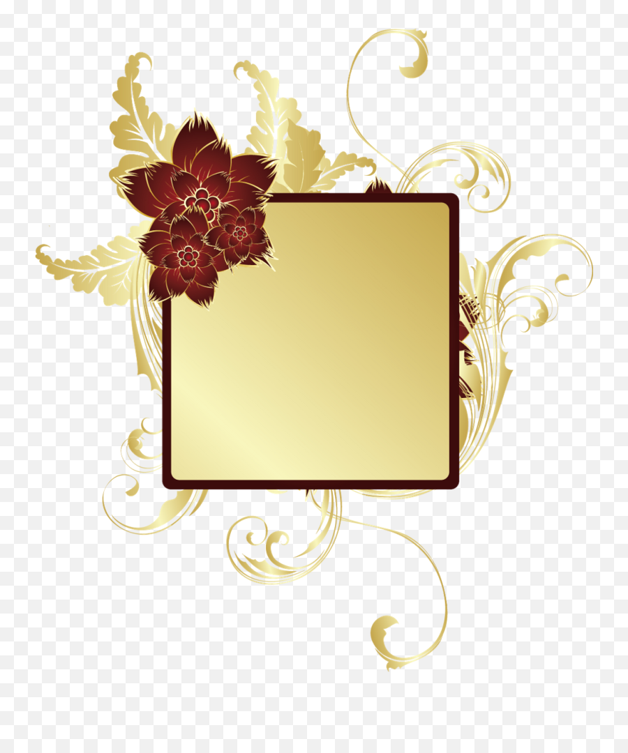 Gold Swirls Redflower Flowers Goldleaves Frame Header Emoji,Gold Flowers Png