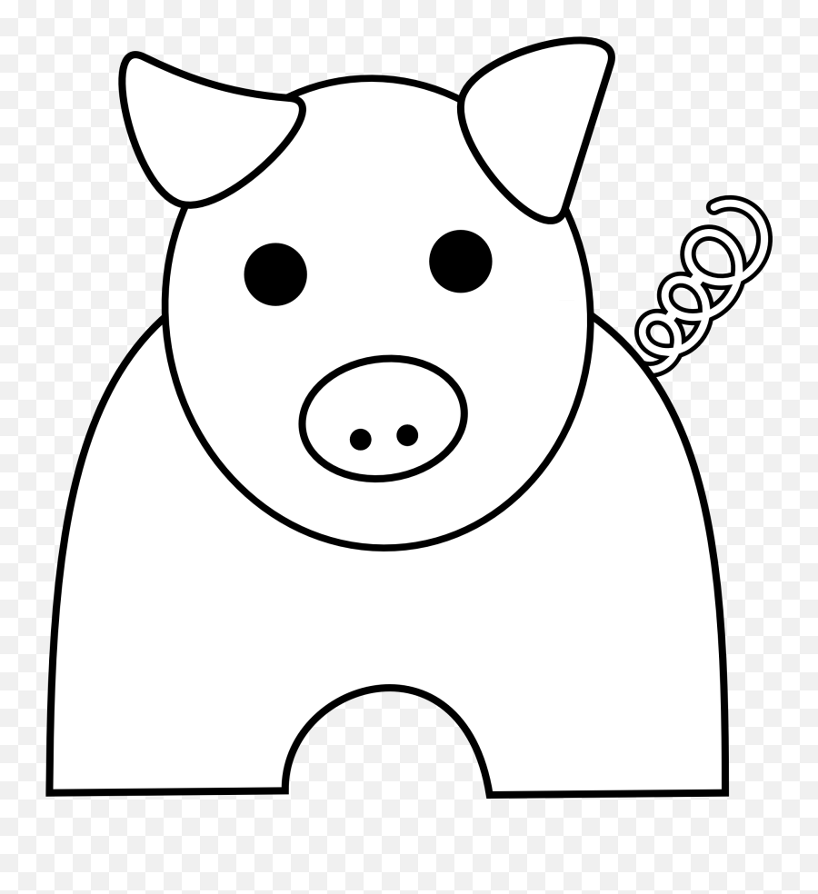 Pig Black White Line Art Scalable Vector Graphics Svg - Dot Emoji,Pig Clipart Black And White