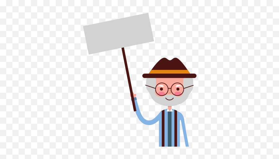 Cute Grandfather With Protest Label - Costume Hat Emoji,Protest Clipart