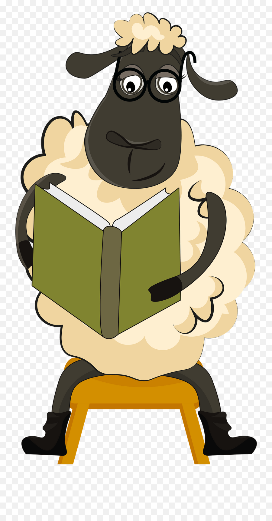 Sheep Reading Book Clipart Free Download Transparent Png - Sheep Reading A Book Clip Art Emoji,Reading Book Clipart