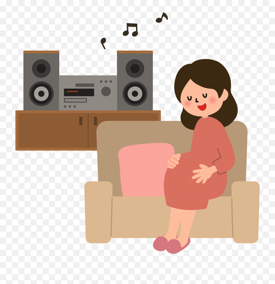 Pregnant Woman Is Listening Music Clipart Free Download - Pregnant Woman Listening To Music Illustration Emoji,Pregnant Clipart