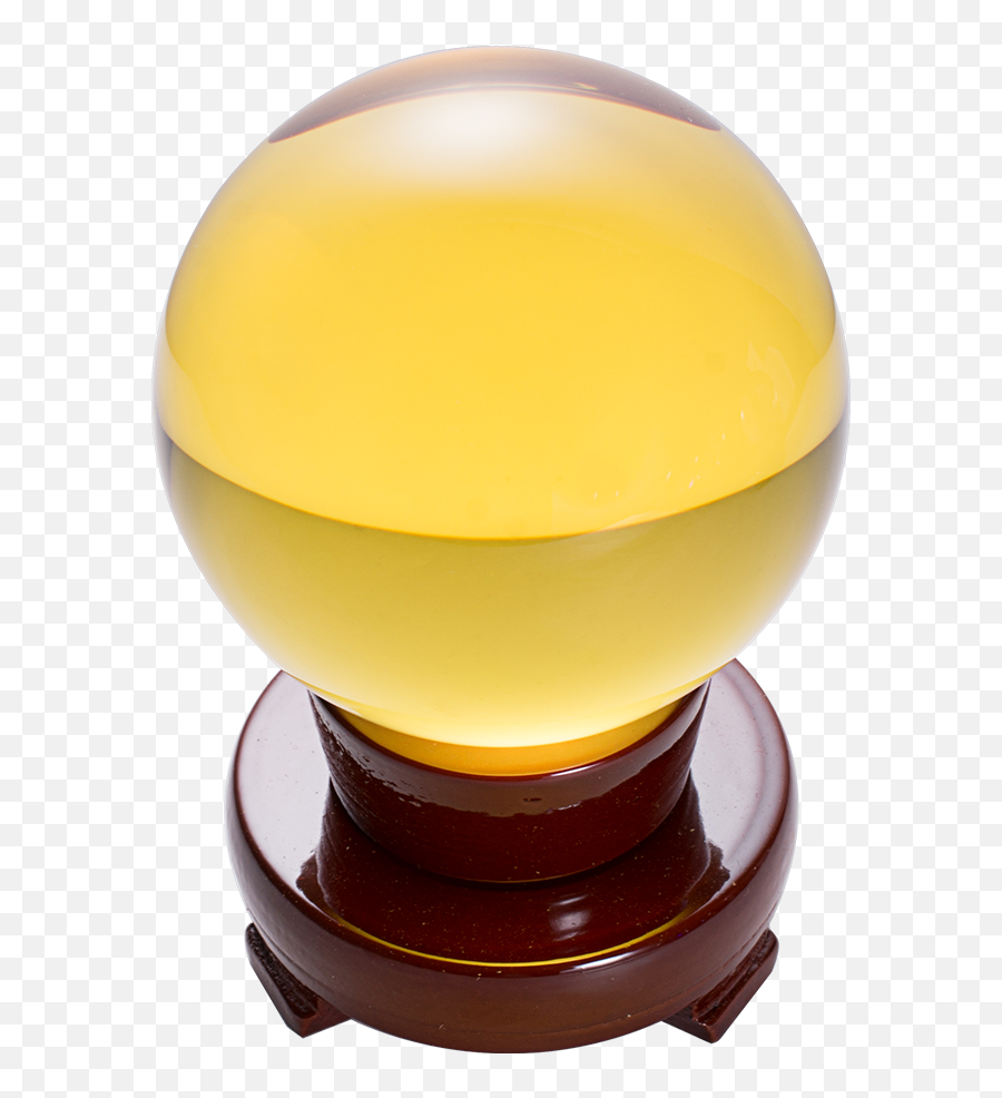Longwin 80mm 31 Inch Feng Shui Crystal Ball Sphere Wooden Stand Yellow Emoji,Crystal Ball Transparent