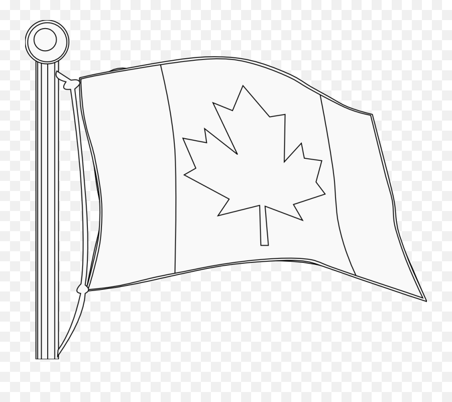 Canadian Flag Clip Art Black And White - Canada Flags Clipart Black And White Emoji,Flag Clipart Black And White