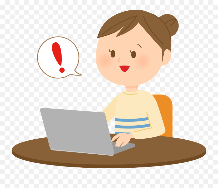 Woman Is Working On Her Laptop Computer Clipart Free - Girl Sitting Down Facing Computer Clipart Emoji,Computers Clipart