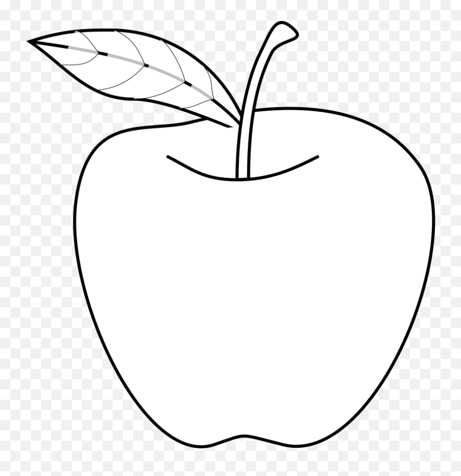 Apple Clipart Black And White Free - Drawing A Small Apple Fruit Emoji,Apple Clipart Black And White