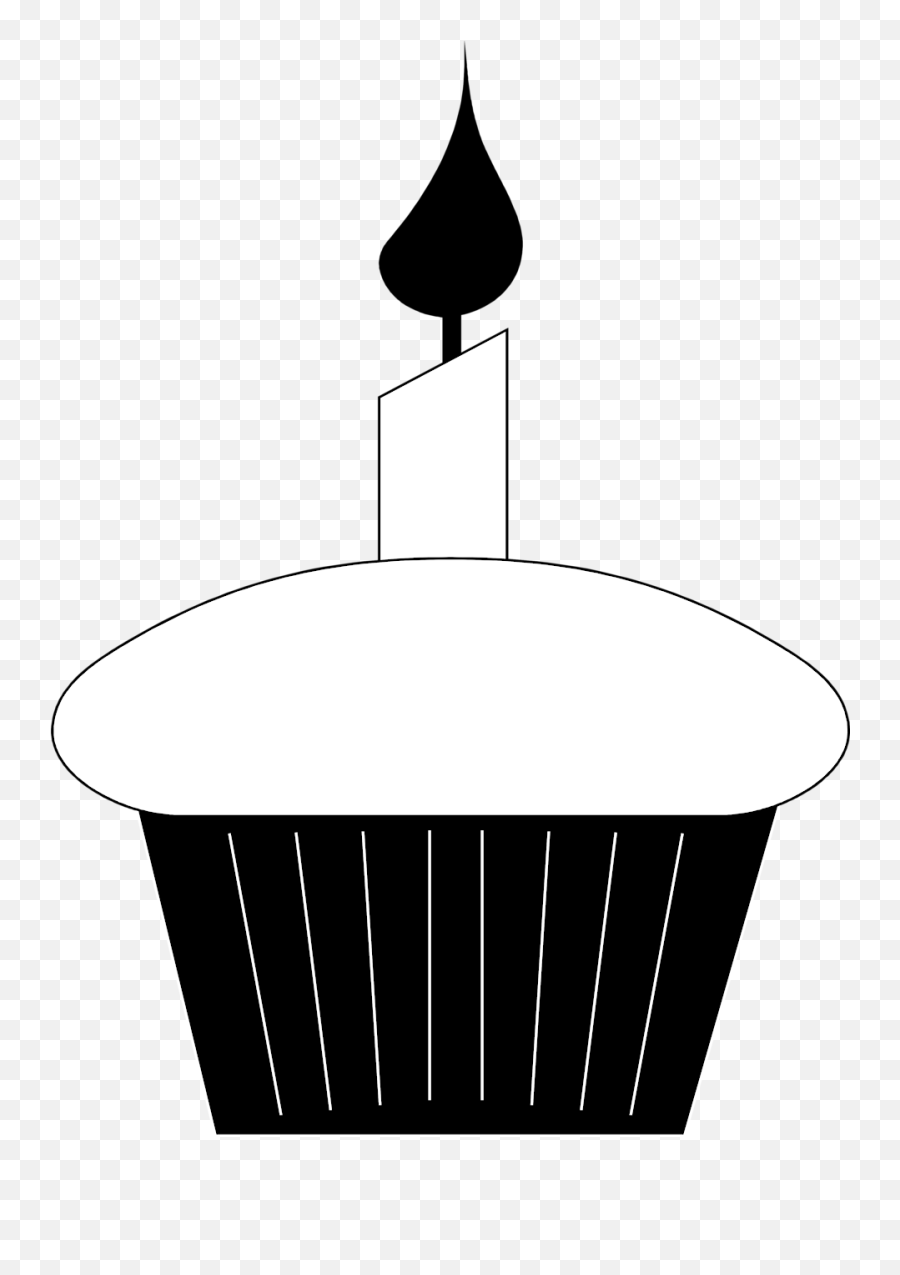Cupcake Black And White Birthday Cupcake Clip Art Black - Birthday Candle Png Black Emoji,Free Birthday Clipart