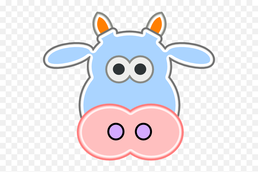 Cow Head Clipart - Blue Cow Face Cartoon Emoji,Cow Face Clipart