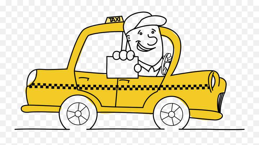 Cartoon Taxi Driver Holds Business Card - Png Emoji,Taxi Clipart