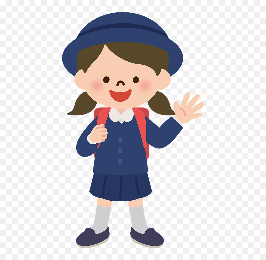 Schoolgirl Is Waving Clipart - Transparent School Girl Clipart Emoji,Waving Clipart