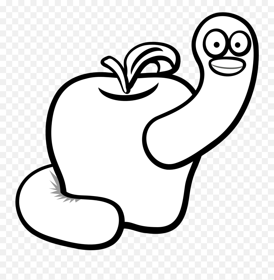 Library Of School Apple Graphic Library - Apple With Worm Drawing Emoji,Apple Clipart Black And White