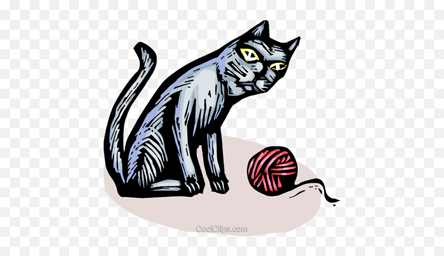 Cat And A Ball Of Yarn Royalty Free Vector Clip Art Emoji,Yarn Ball Clipart