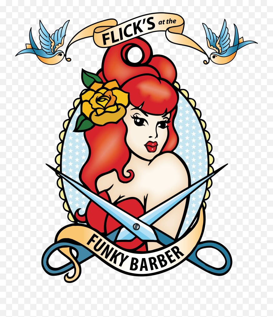 Hairdresser Clipart Lady Barber - Flicks The Funky Barber Emoji,Haircut Logo Design