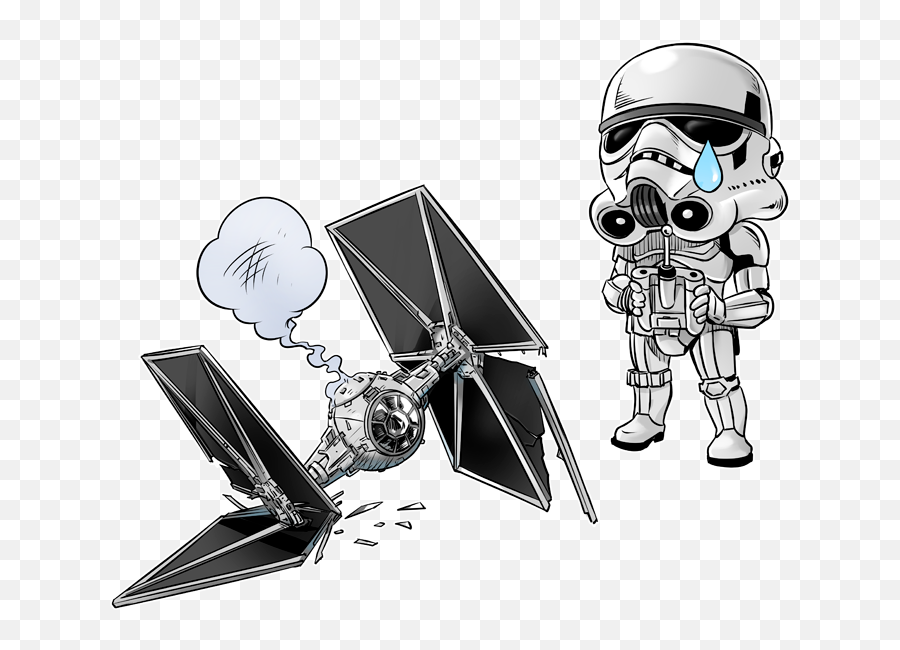 Parody Of Star Wars Stromtrooper Sd Caricature And His Tie Emoji,Tie Fighters Png