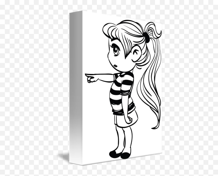 Girl Pointing By Tian Daffodils - Girl Pointing Clipart Black And White Emoji,Girl Clipart Black And White