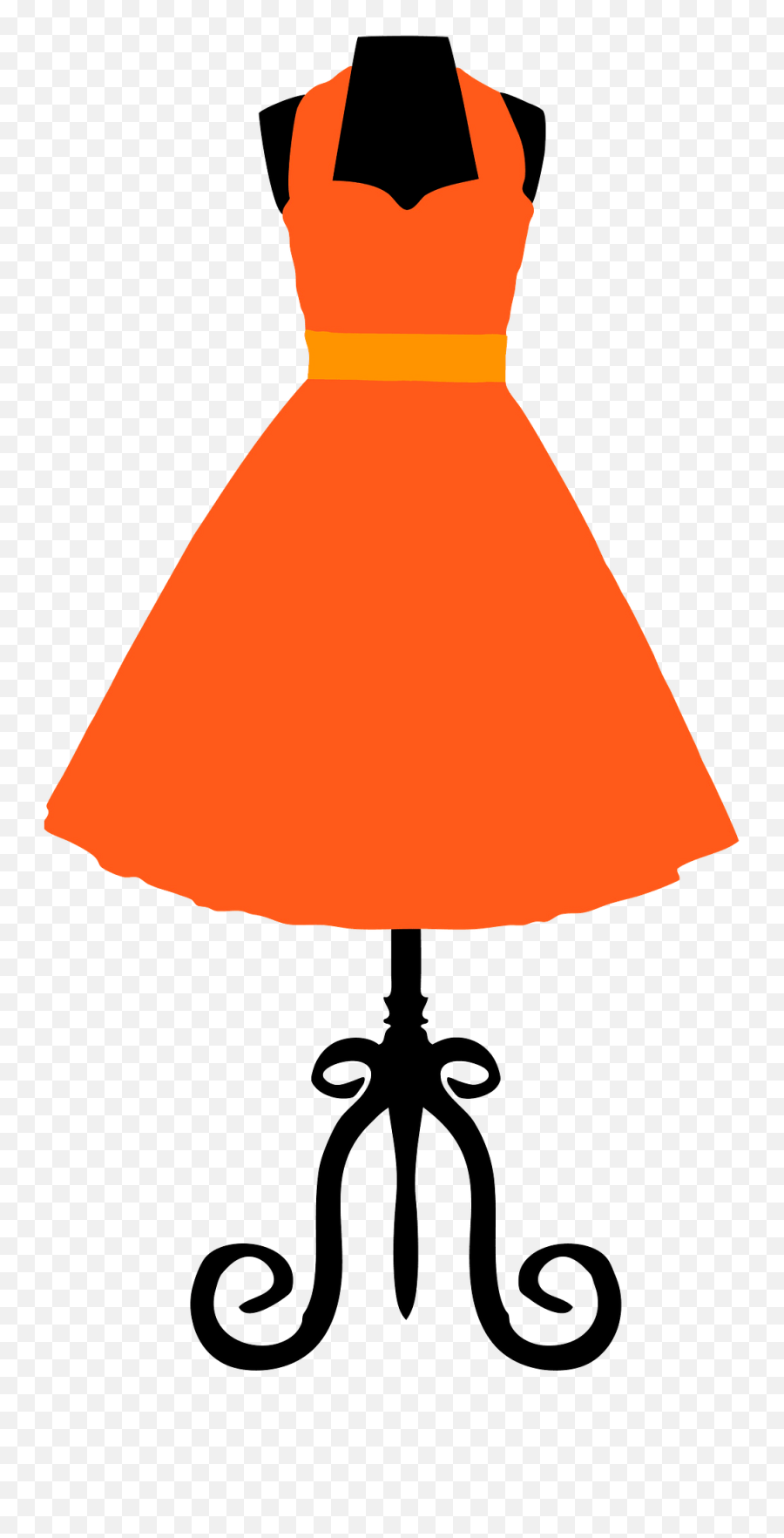 Orange Dress On A Mannequin Clipart Free Download - 1950s Dress Clip Art Emoji,Orange Clipart