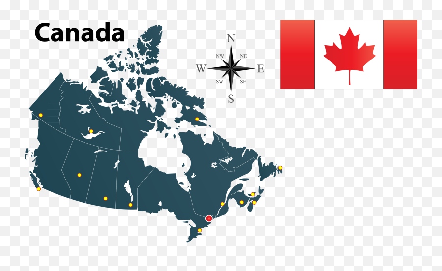 Map And Flag Of Canada Png Image - Map Of Canada Black Background Emoji,Canada Png