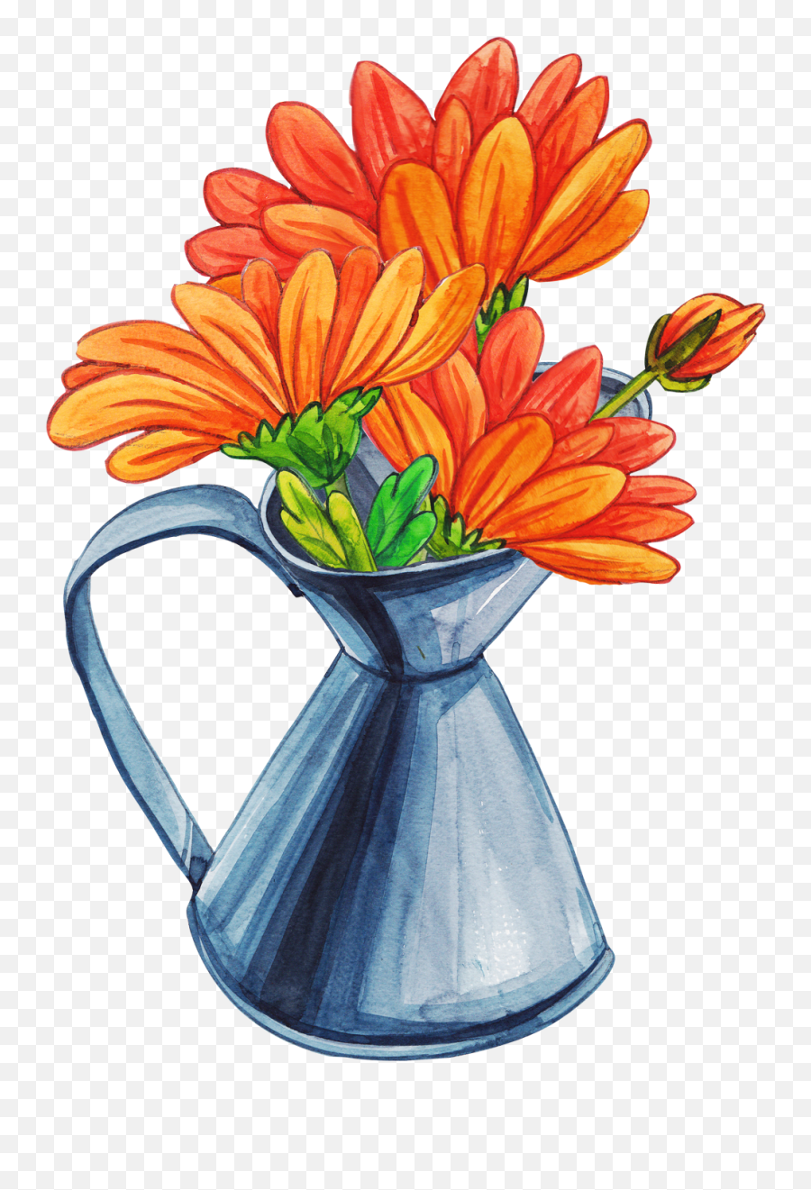 Orange Bouquet Png - Flower Vase Cartoon Png Full Size Png Emoji,Flower Cartoon Png