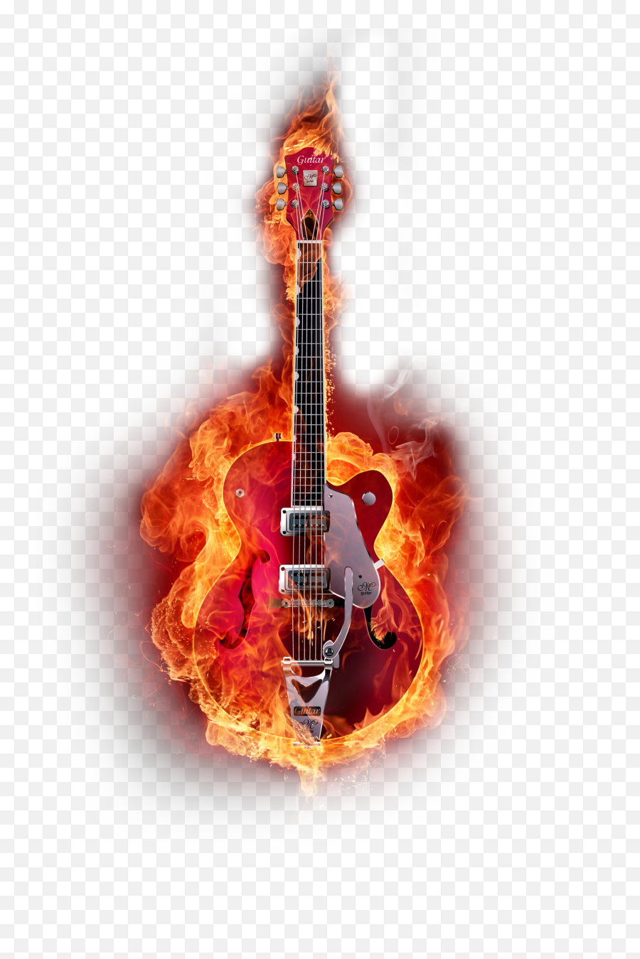 Graphic Instruments Guitar Design Flame - Guitar Photo With Fire Emoji,Musical Clipart