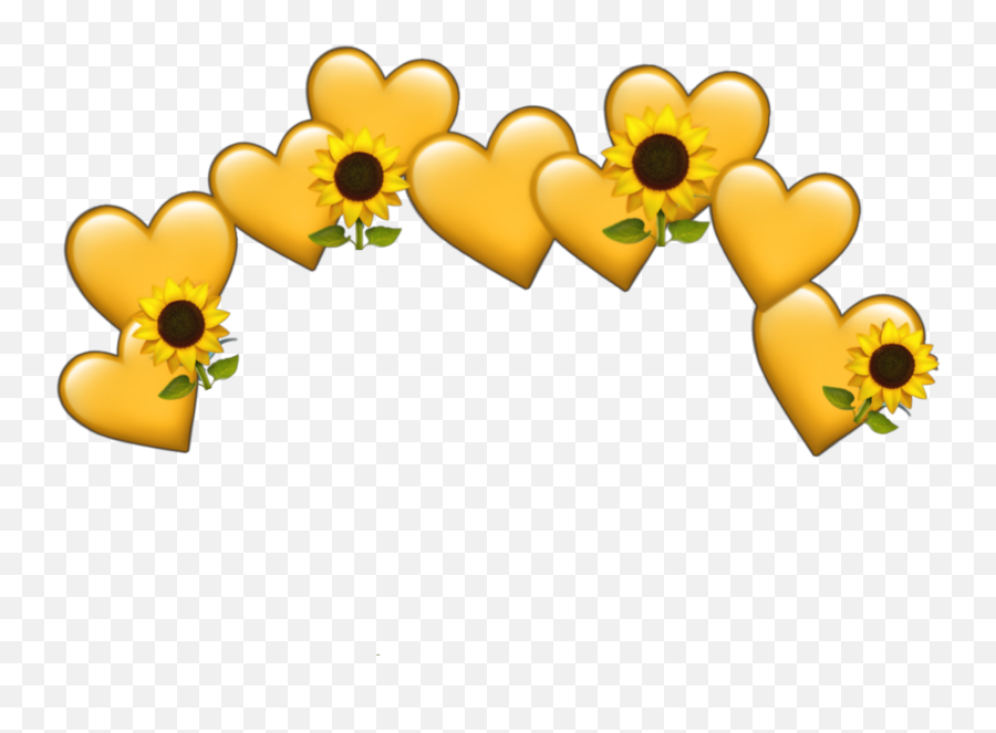 Freetoeditsunflower Heart Yellow Tumblr Crown Emoji,Heart Crown Png