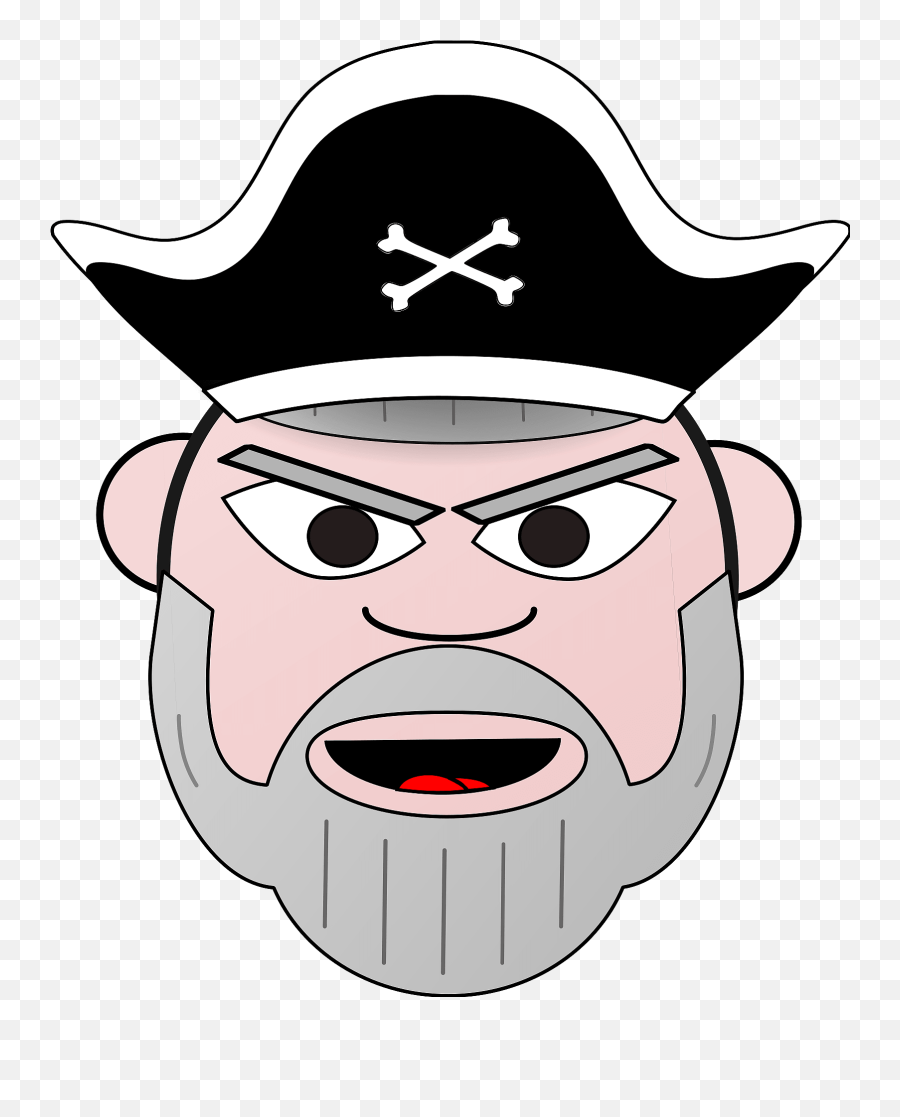 Grey Beard Pirate Face Clipart Free Download Transparent - Pirate With Beard Cartoons Emoji,Beard Clipart
