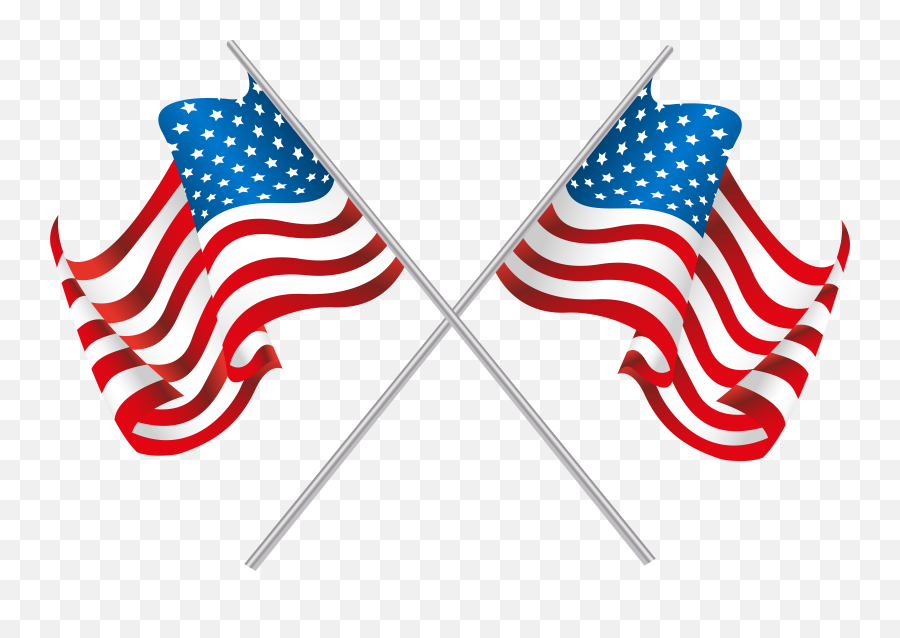 Usa Crossed Flags Png Clip Art Image - American Flags Crossed Png Emoji,American Flag Png