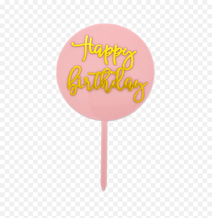 Happy Birthday Circle Cake Topper Pinkblue - Girly Emoji,Pink Circle Png