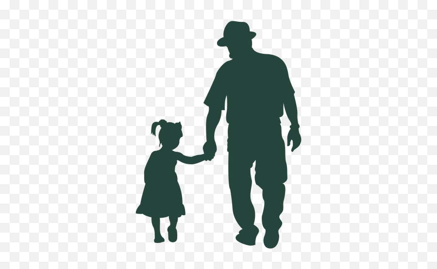 Grandpa Granddaughter Walking Silhouette - Transparent Png Grandpa And Granddaughter Vector Emoji,Family Walking Png