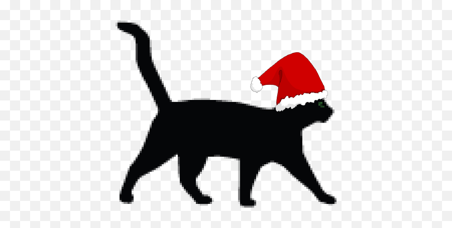 Christmas Cat Clip Art At Clkercom - Vector Clip Art Online Black Christmas Cat Png Emoji,Cat In The Hat Clipart