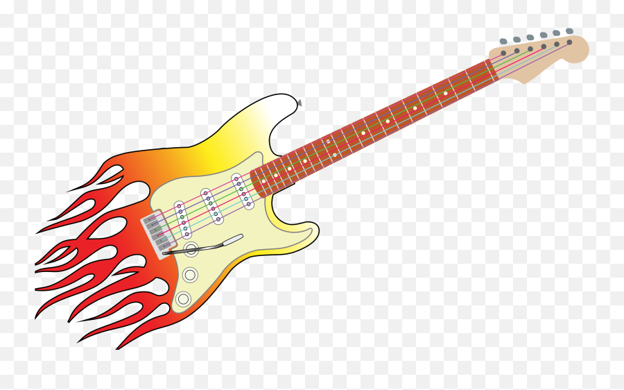 Download Full Size Of Bass Guitar - Guitarra Electrica Fuego Sin Fondo Png Emoji,Guitar Clipart
