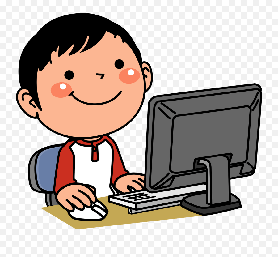 Boy Is Playing - Kids Playing Computer Clipart Emoji,Computer Clipart
