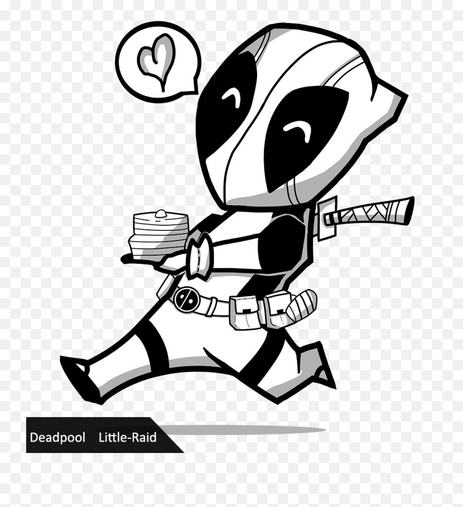 White Line Drawing Hd Png Download - Chibi It Black And White Emoji,Deadpool Clipart