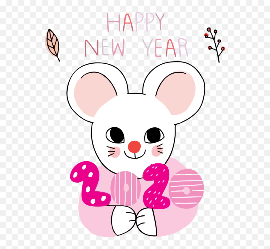 New Year Pink Cartoon Heart For Party Animal For New Year - Cartoon Happy New Year 2020 Clip Art Emoji,Cartoon Heart Png