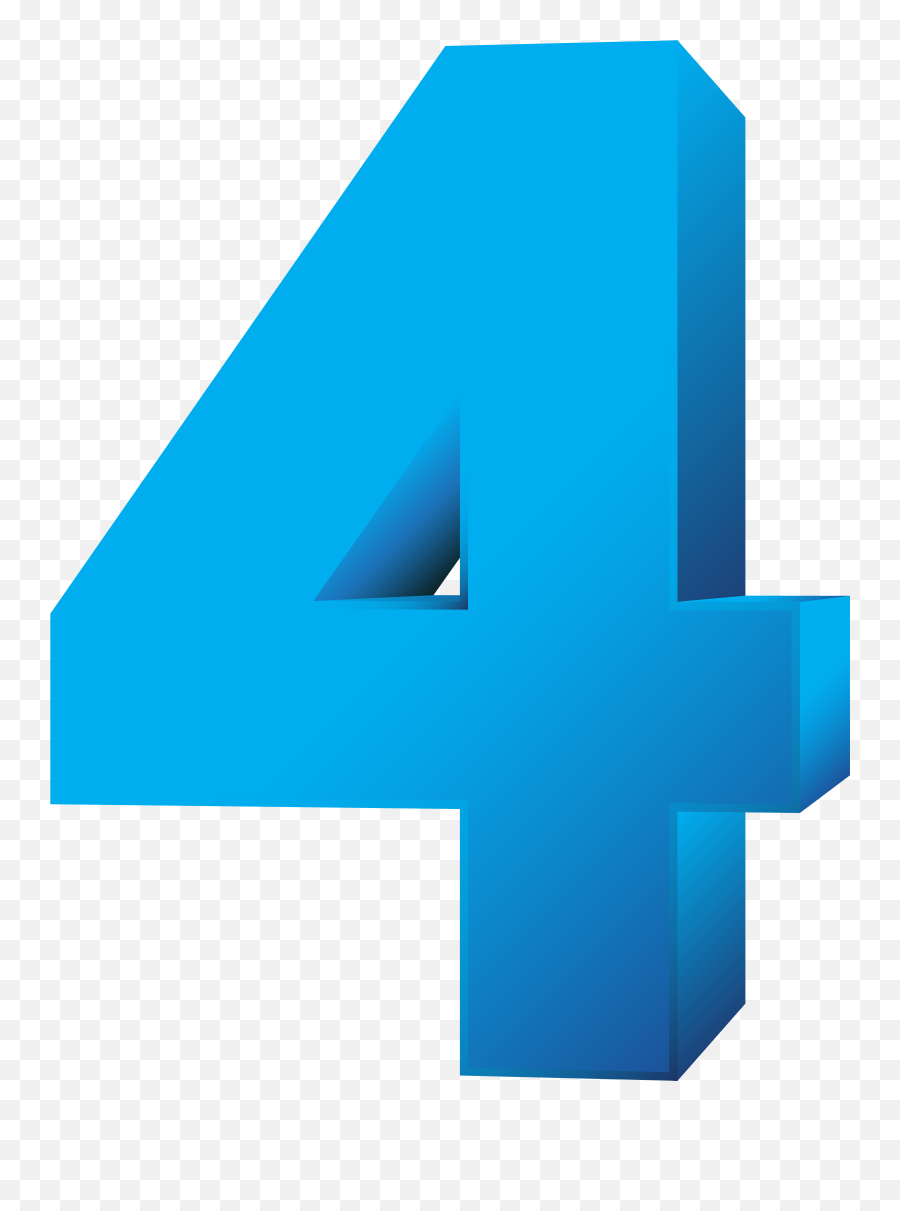 Blue Number Four Transparent Png Clip - Blue Number 4 Transparent Background Emoji,Blue Clipart