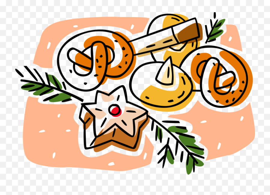 Vector Illustration Of Pretzels With Christmas Baking - Holiday Baking Clip Art Emoji,Christmas Cookies Clipart