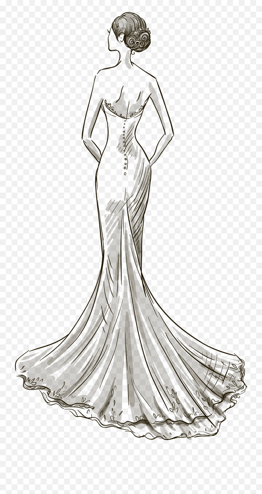 Wedding Dress Drawing - Dress Png Download 10411854 Wedding Dress Drawing Emoji,Transparent Dress