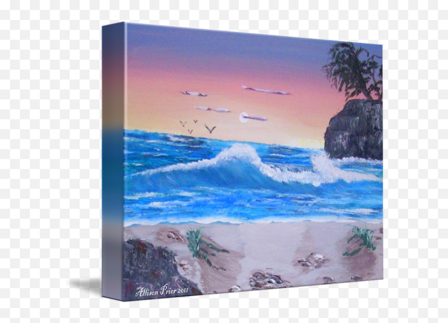 Sunset Ocean Waves By Allison Prior - Horizontal Emoji,Ocean Waves Png