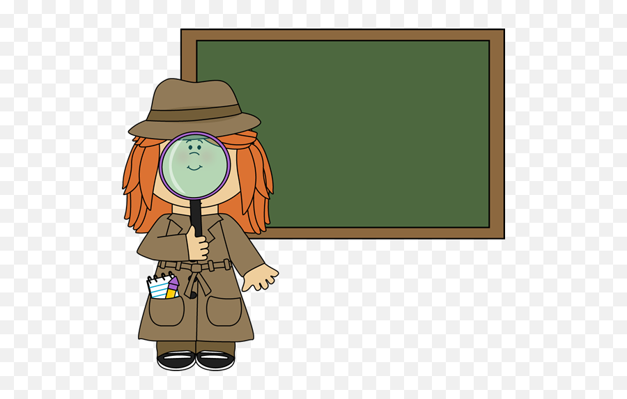 Girl Detective And Chalkboard Detective Theme Kid - Kid Detective Clipart Emoji,Chalkboard Clipart