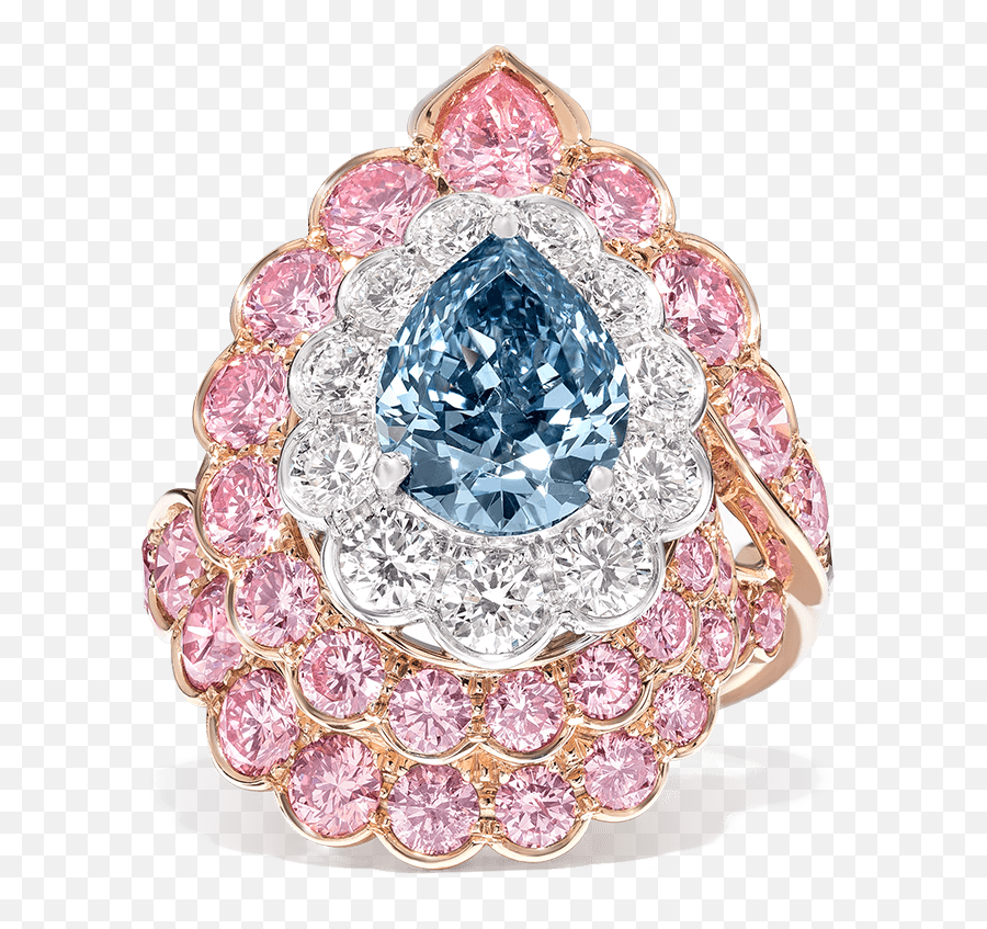 Blue Pink And White Diamond Maelstrom Ring - David Morris Emoji,Pink Diamond Png