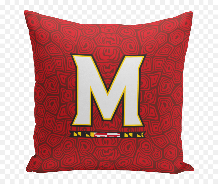 Umd M Logo U0026 Turtle Shell Red Throw Pillow - Maryland Lacrosse Emoji,M Logo