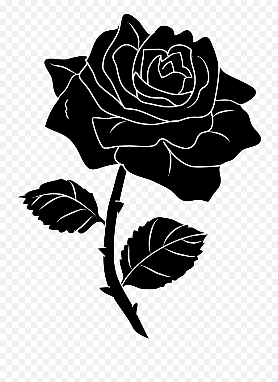 Silhouette Clip Art - Transparent Black Rose Drawing Emoji,Rose Clipart Black And White