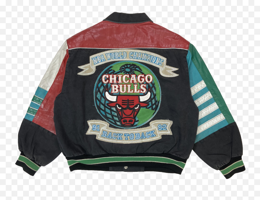 90u0027s Vintage Chicago Bulls Leather Denim Made In Usa - Long Sleeve Emoji,Chicago Bull Logo