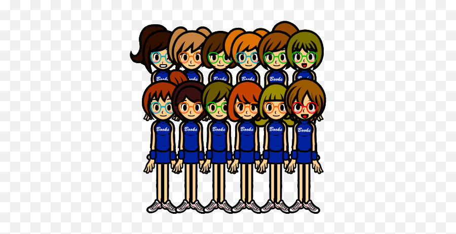 Vintage Clipart Of Pep Squad 12 Girls - Cheer Readers Rhythm Rhythm Heaven Cheer Readers Vectors Emoji,Cheer Clipart
