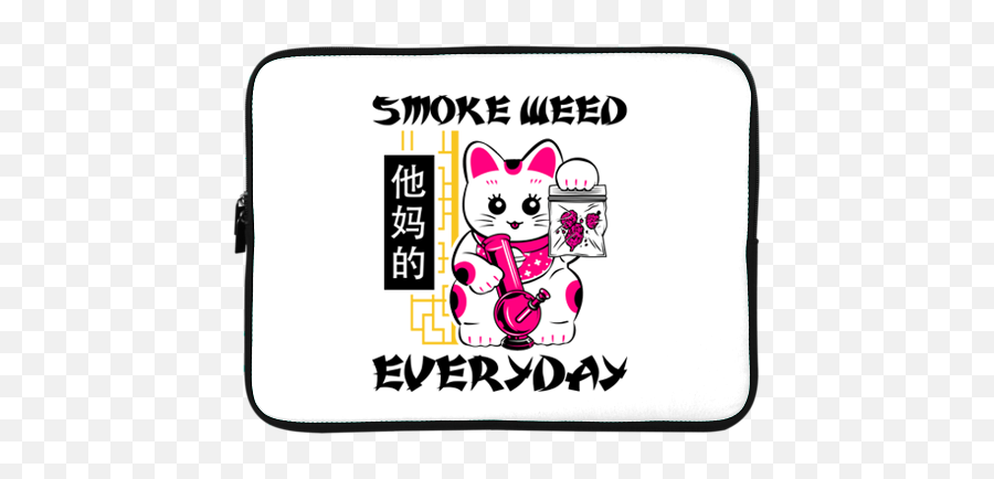 Smoke Weed Everyday Laptop Sleeve - 15 Inch Cat Smoking Joint Rad Hoodie Emoji,Weed Smoke Png