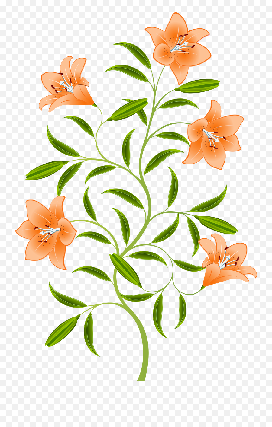 Download Orange And Green Flowers Png Emoji,Orange Flowers Png