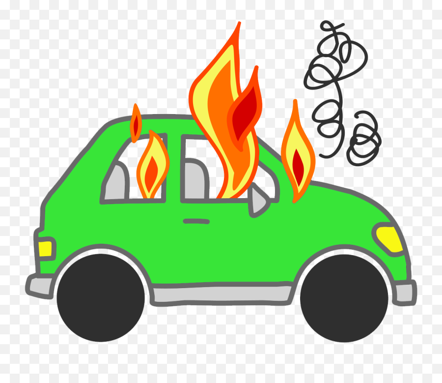 Fire Clipart Dancing - Car On Fire Cartoon Transparent Car With Fire Clipart Emoji,Fire Clipart
