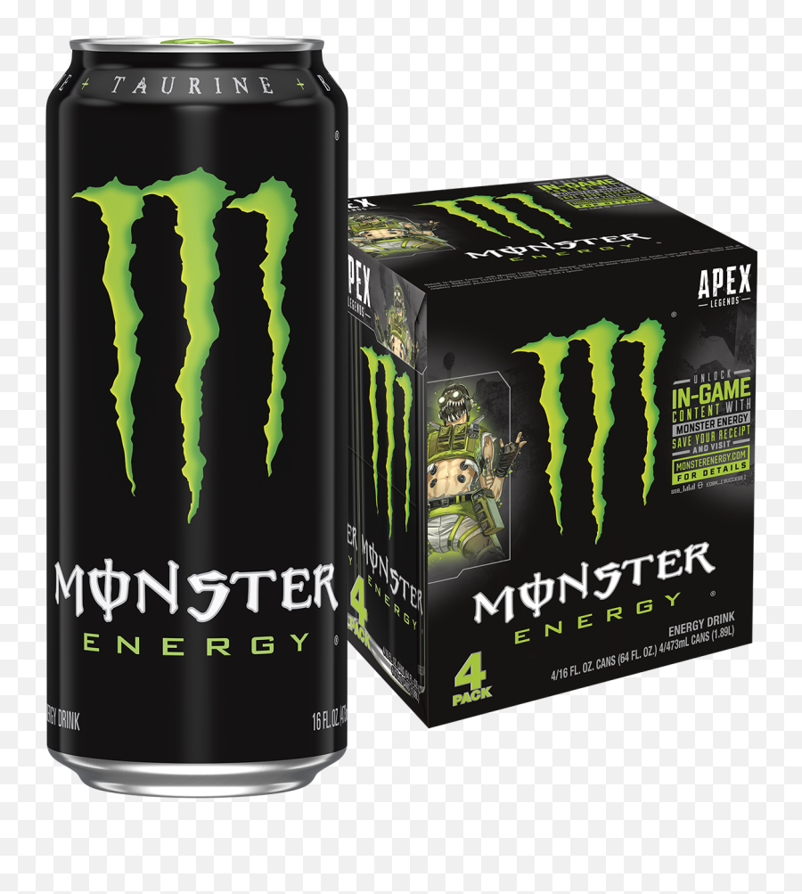 Monster Original Green 16 Fl Oz 4 Pack Emoji,Rockstar Energy Logo