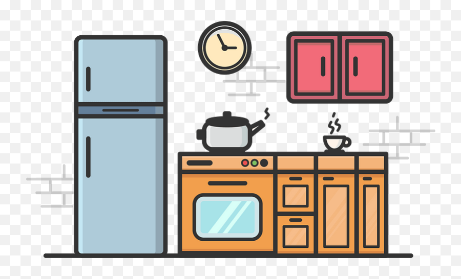 Kitchen Clipart - Refrigerator In Kitchen Clipart Emoji,Kitchen Clipart