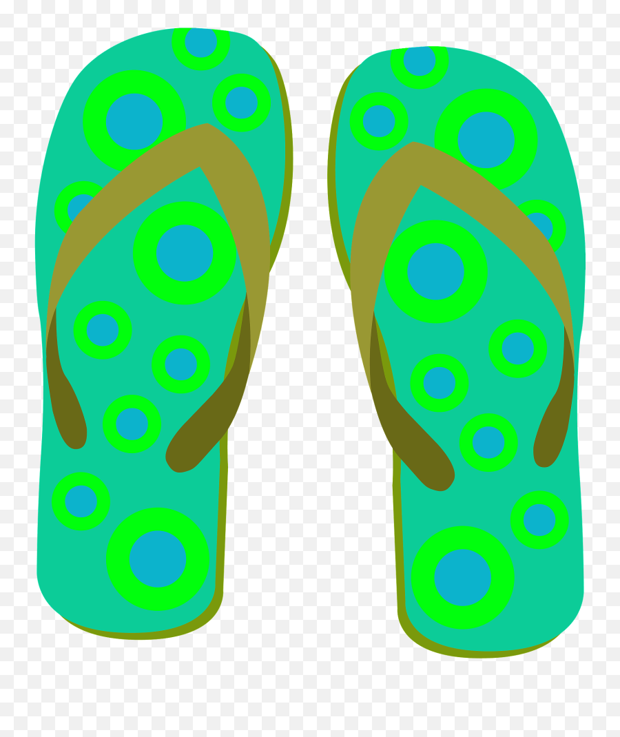Flip - Flops Green Soles With Blue Polka Dots Olive Green Chinelo De Praia Desenho Png Emoji,Flip Flops Clipart