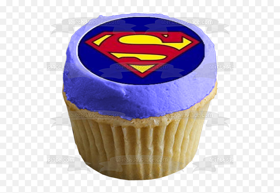 Dc Comics Superman Logo Blue Background Edible Cupcake Topper Images Abpid04987 Emoji,Blue Background Png